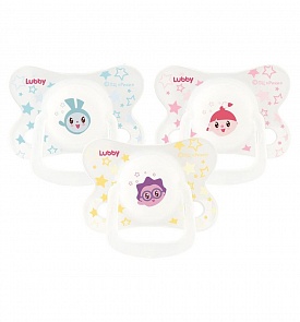 Соска-Пустышка из серии Малышарики, от 0-6 мес, симметричный сосок, несколько видов (Lubby, 20901/144/12) (ассортимент)